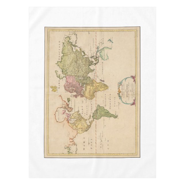 Toalha De Mesa Tablete do Mapa Zoológico Mundial 1783 (Frente)
