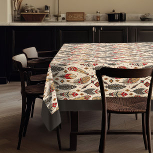 Toalha De Mesa Tablete Étnico com Feather e Srow Motif