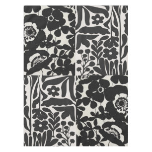 Toalha De Mesa tablete floral branco e preto