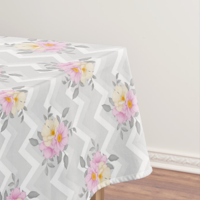 Toalha De Mesa Tablete floral Chevron Elegante (Posição Original)