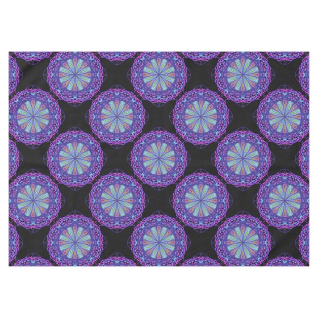 Toalha De Mesa Tablete, Inspiração Roxa Caleidoscópio Flor (Frente (Horizontal))