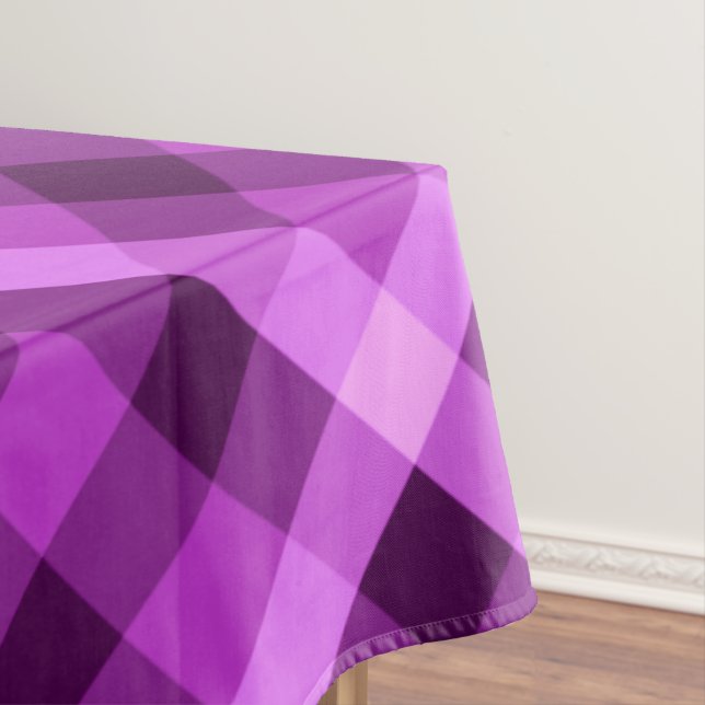 Toalha De Mesa Tablete Média de Xadrez Roxa Orquídea Elegante (Posição Original)