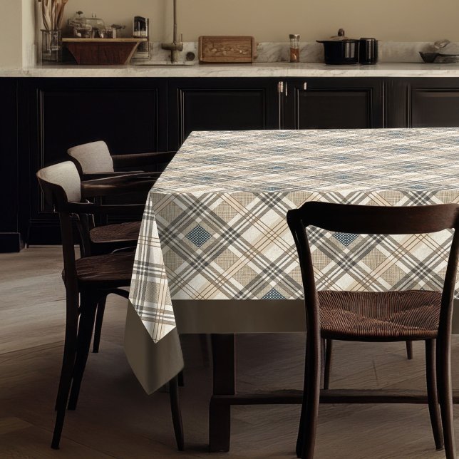 Toalha De Mesa Tablete Tonelada Natural com Acentos Geométricos (Natural Toned Tablecloth with Geometric Accents)