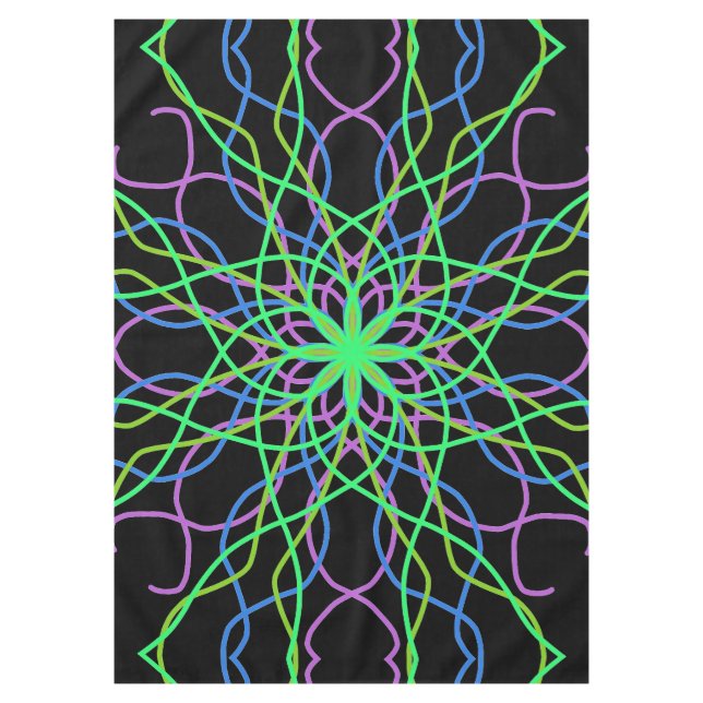 Toalha De Mesa Tablete Verde Negro Caleidoscópio Flor (Frente)