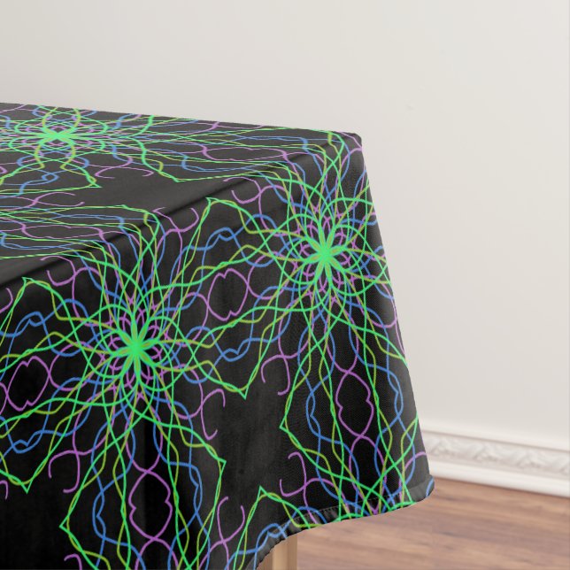 Toalha De Mesa Tablete Verde Negro Caleidoscópio Flor (Posição Original)