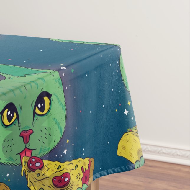 Toalha De Mesa Taco e Pizza - Gato do Espaço Cósmico (Posição Original)