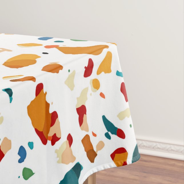 Toalha De Mesa Tan Terrazzo | Eclectic Quirky Confetti Painting | (Posição Original)