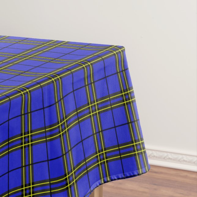 Toalha De Mesa Tartan Amarelo Azul (Posição Original)