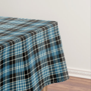Toalha De Mesa Tartan azul de Clark do clã, preto e branco