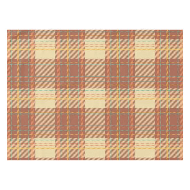 Toalha De Mesa Tartan - Marrom, bege, Turquesa, laranja, amarelo (Frente (Horizontal))