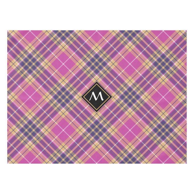 Toalha De Mesa Tartan rosa, Dourado e azul (Frente (Horizontal))