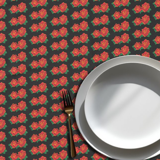 Toalha De Mesa Tatuagem do Rosa vermelha (Criador carregado)