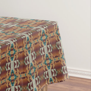 Toalha De Mesa Taupe Brown Teal Blue Verde Arte Tribal