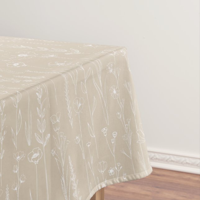 Toalha De Mesa Taupe Wildflower Baby Shower Tablecloth (Posição Original)