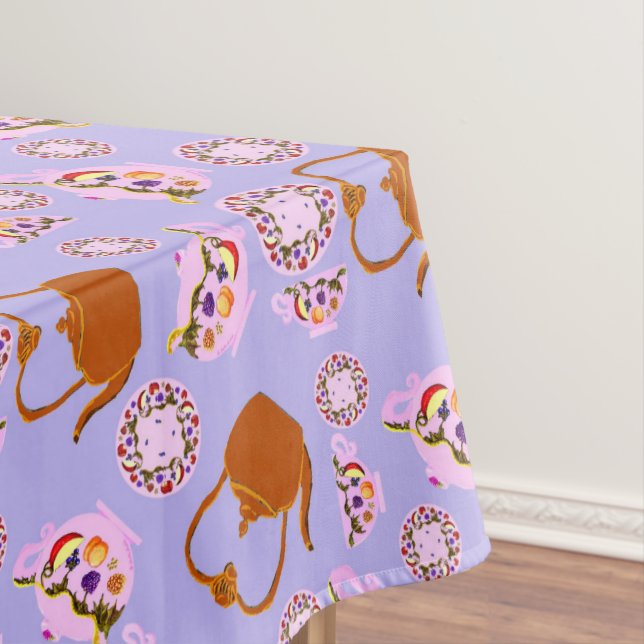 Toalha De Mesa Tea Time Teacup Plate Copper Kettle (Posição Original)