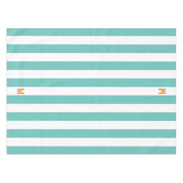 Toalha De Mesa Teal Cabana Stripe & Personalizado Monograma Laran