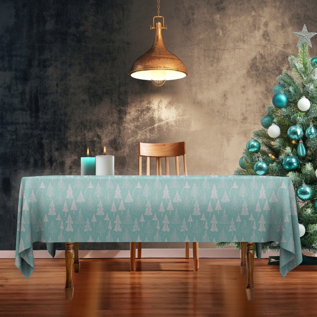 Toalha De Mesa Teal Christmas Tree Pattern#6 ID1009 (Criador carregado)