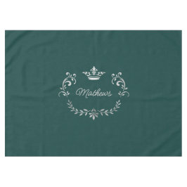 Toalha De Mesa Teal Crown Crest Personalizado