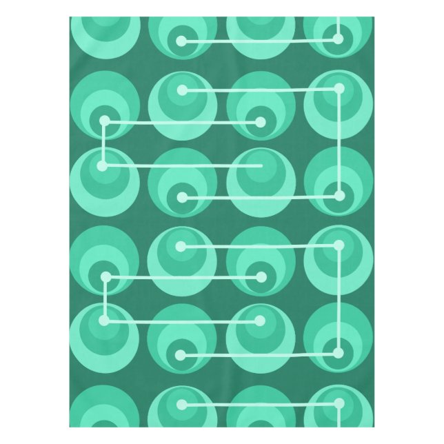 Toalha De Mesa Teal dos Círculos do meio século (Frente)