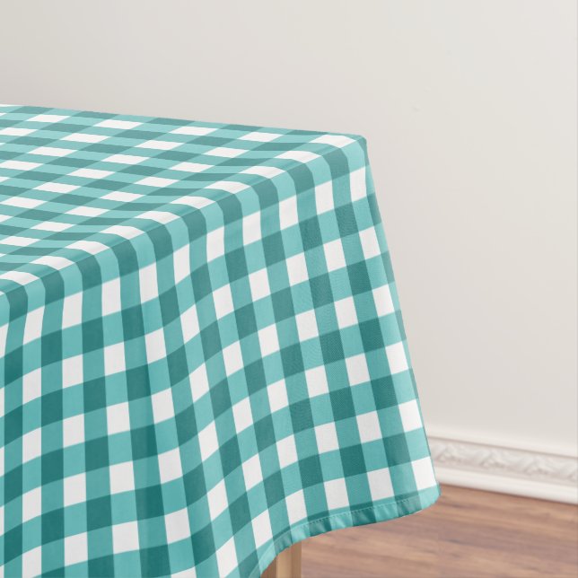Toalha De Mesa Teal Gingham (Posição Original)