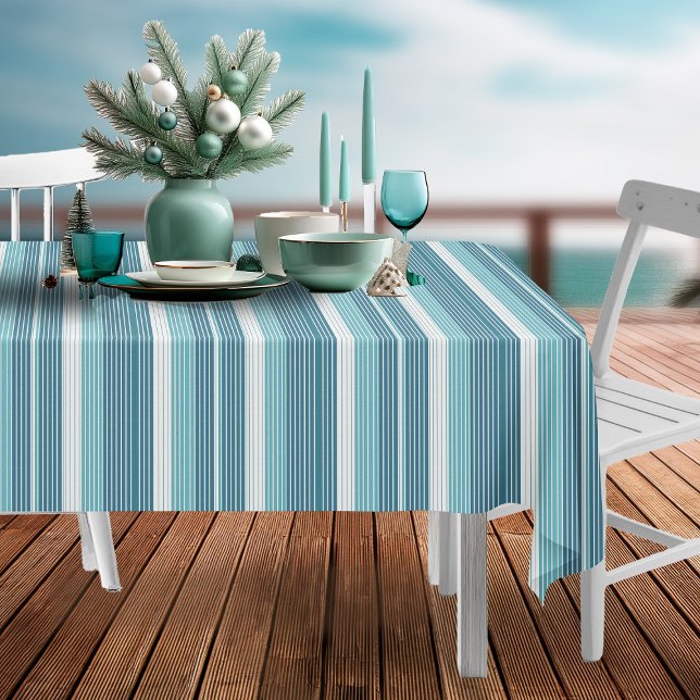 Toalha De Mesa Teal Pinstripe Natal Pattern#28 ID1009 (Criador carregado)