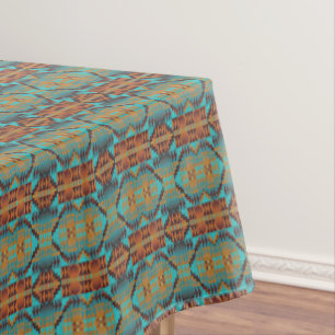 Toalha De Mesa Teal Único Aqua Blue Orange Tribal