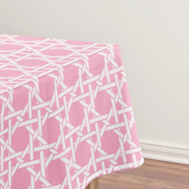 Toalha De Mesa Tecido de Cana Branco e Rosa (Posição Original)