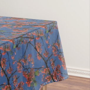 Toalha De Mesa Tecido Floral, Azul