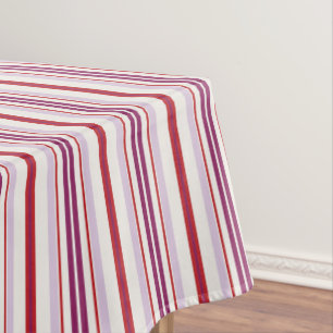 Toalha De Mesa Tecido listrado vermelho e roxo moderno e elegante