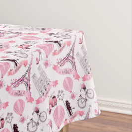 Toalha De Mesa Tecido Rosa Eiffel Torre Paris Tablecloth
