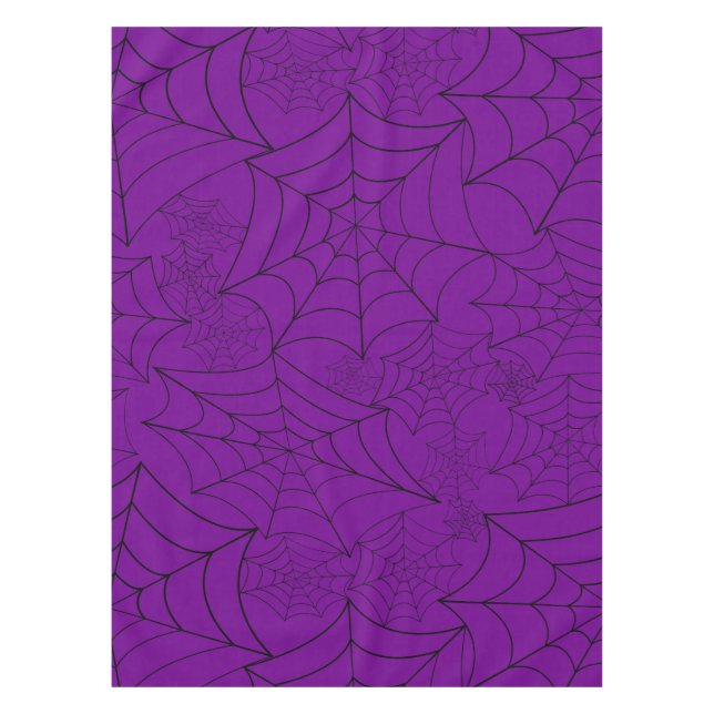 Toalha De Mesa teia de aranha halloween gótico roxo (Frente)
