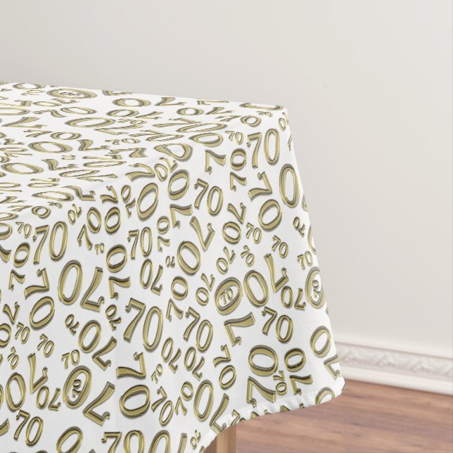 Toalha De Mesa Tema de Festa de aniversário 70, branco e Dourado (Posição Original)