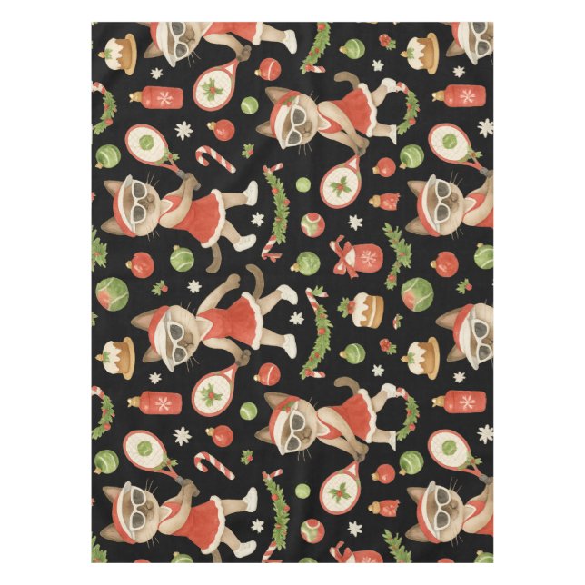 Toalha De Mesa Tênis Natal temido para amantes de Cat (Frente)