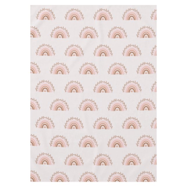 Toalha De Mesa Terracotta Boho Rainbow, Dusty Pink (Frente)