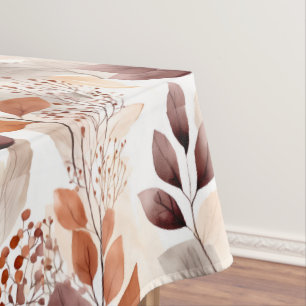 Toalha De Mesa Terracotta e Folhas de Quedas de Borgonha   Boho A