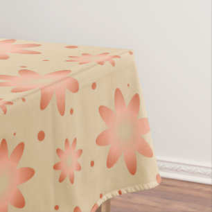 Toalha De Mesa Terracotta laranja e areia bege delicada margarida