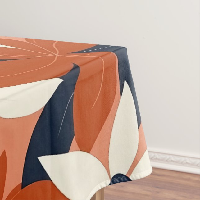 Toalha De Mesa Terracotta White Floral Elegante (Posição Original)