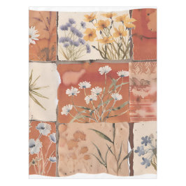 Toalha De Mesa Terracotta Wildflower Patchwork Rustic Boho Primav