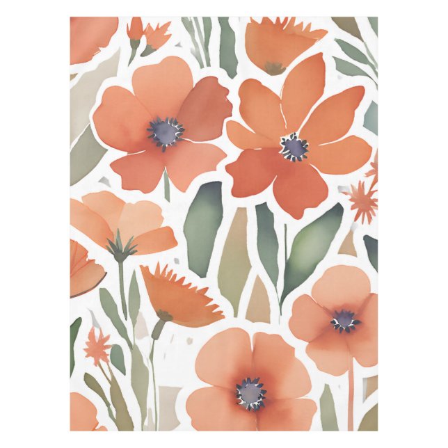 Toalha De Mesa Terracotta Wildflower Rustic Boho Mesa Decor (Frente)