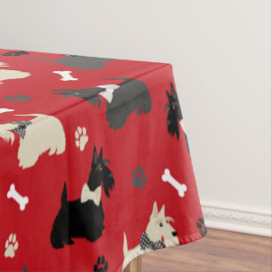 Toalha De Mesa Terrier Paws e Bones Red
