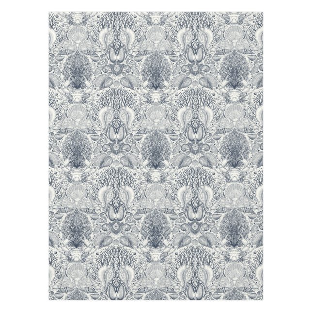 Toalha De Mesa Tesouros de praia, conchas marinhas, caranguejo, c (Frente)