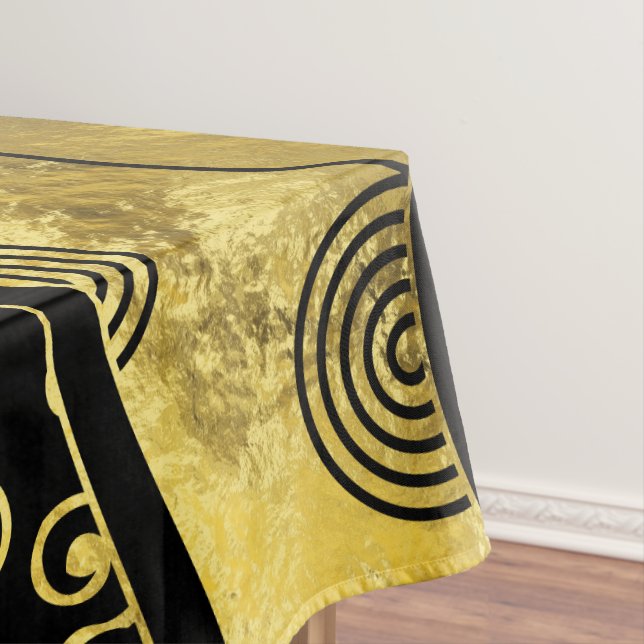 Toalha De Mesa Teste padrão africano preto e Dourado luxuoso (Posição Original)