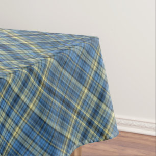 Toalha De Mesa Teste padrão amarelo e azul do tartan