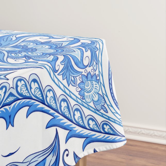 Toalha De Mesa Teste padrão azul & branco de Paisley (Posição Original)