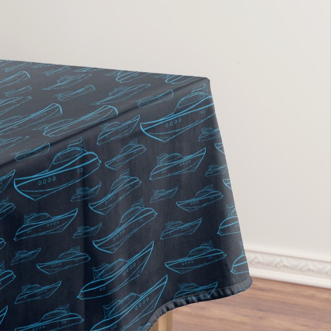 Toalha De Mesa Teste padrão azul do iate (Posição Original)