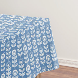 Toalha De Mesa Teste padrão azul escandinavo retro