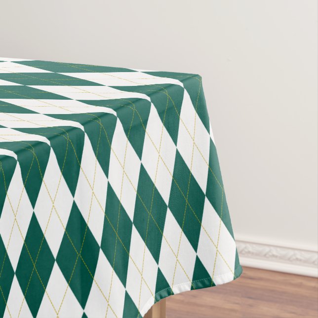 Toalha De Mesa Teste padrão branco verde escuro de Argyle do (Posição Original)
