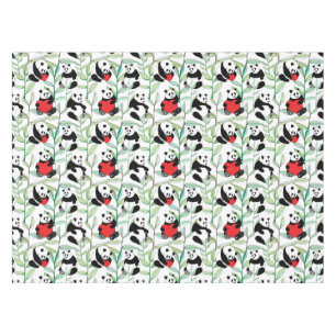 Toalha De Mesa teste padrão com as pandas bonitas com corações