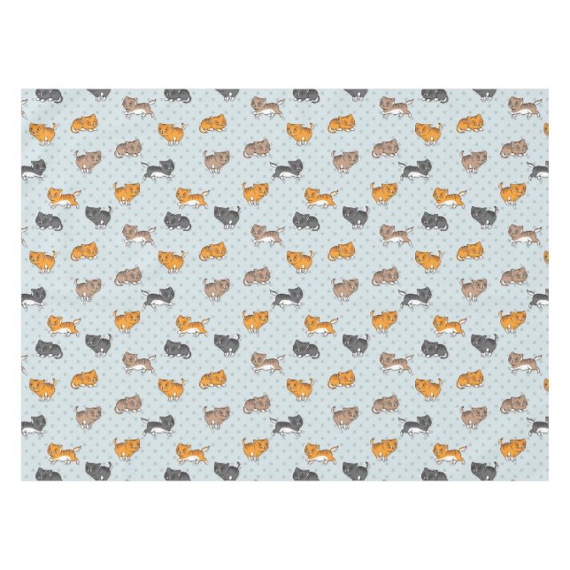 Toalha De Mesa teste padrão com gatos engraçados (Frente (Horizontal))