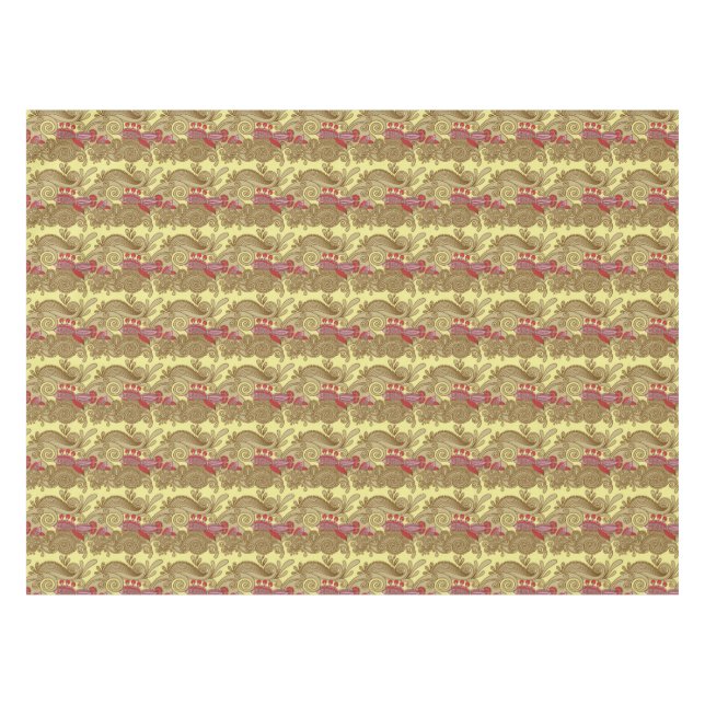 Toalha De Mesa Teste padrão com peixes e onda (Frente (Horizontal))